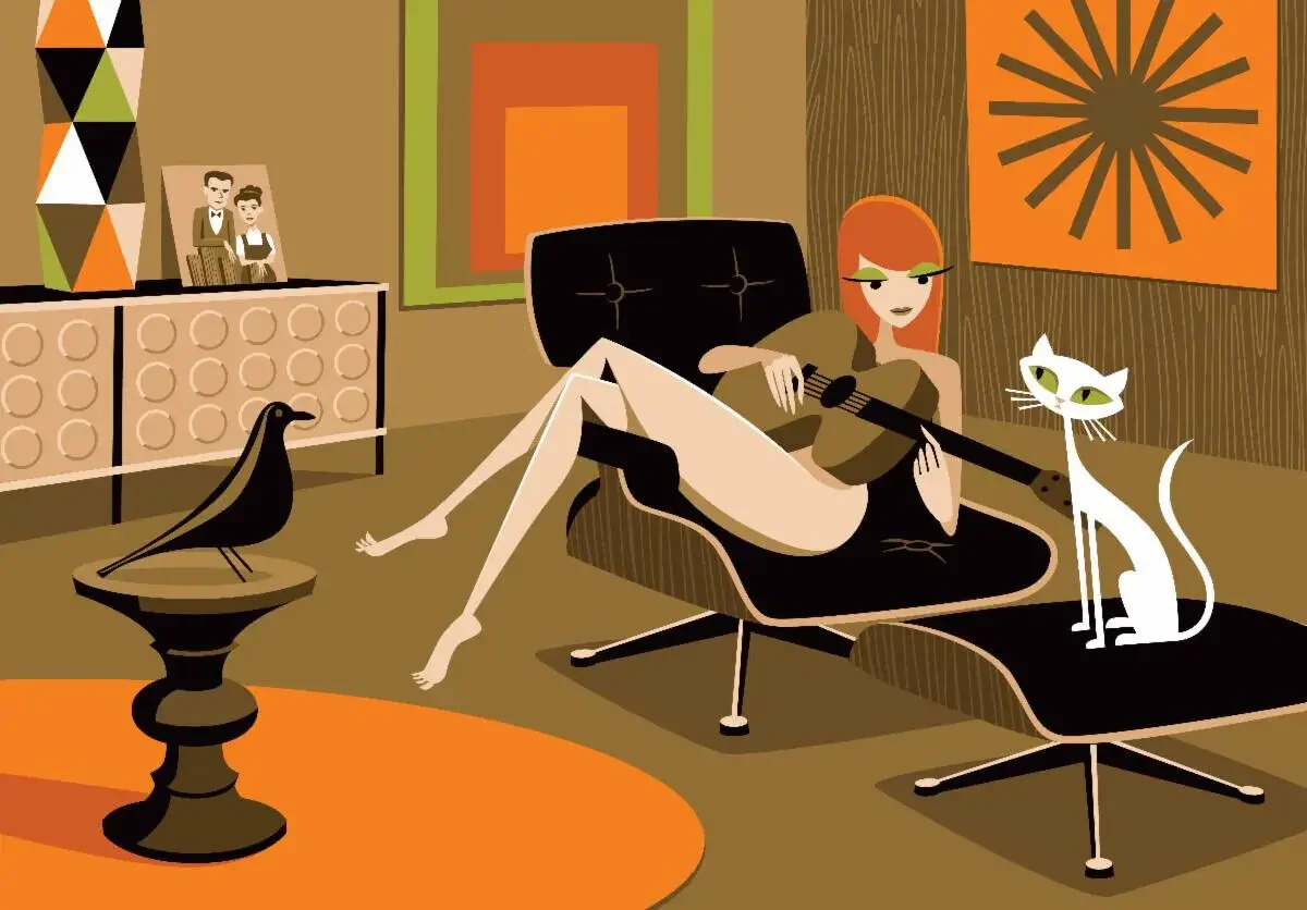 Josh Agle Shag Serigraph, Print Art Canvas Poster, For Living Room Decoration Home Wall Decor Picture