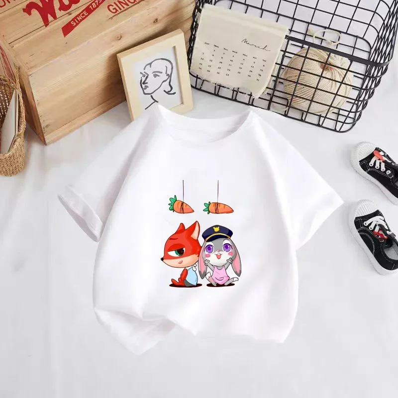 Summer Zootopia  Kids T-shirts printing Baby Boys/Girls Cartoon Short Sleeve T shirt Children Tops