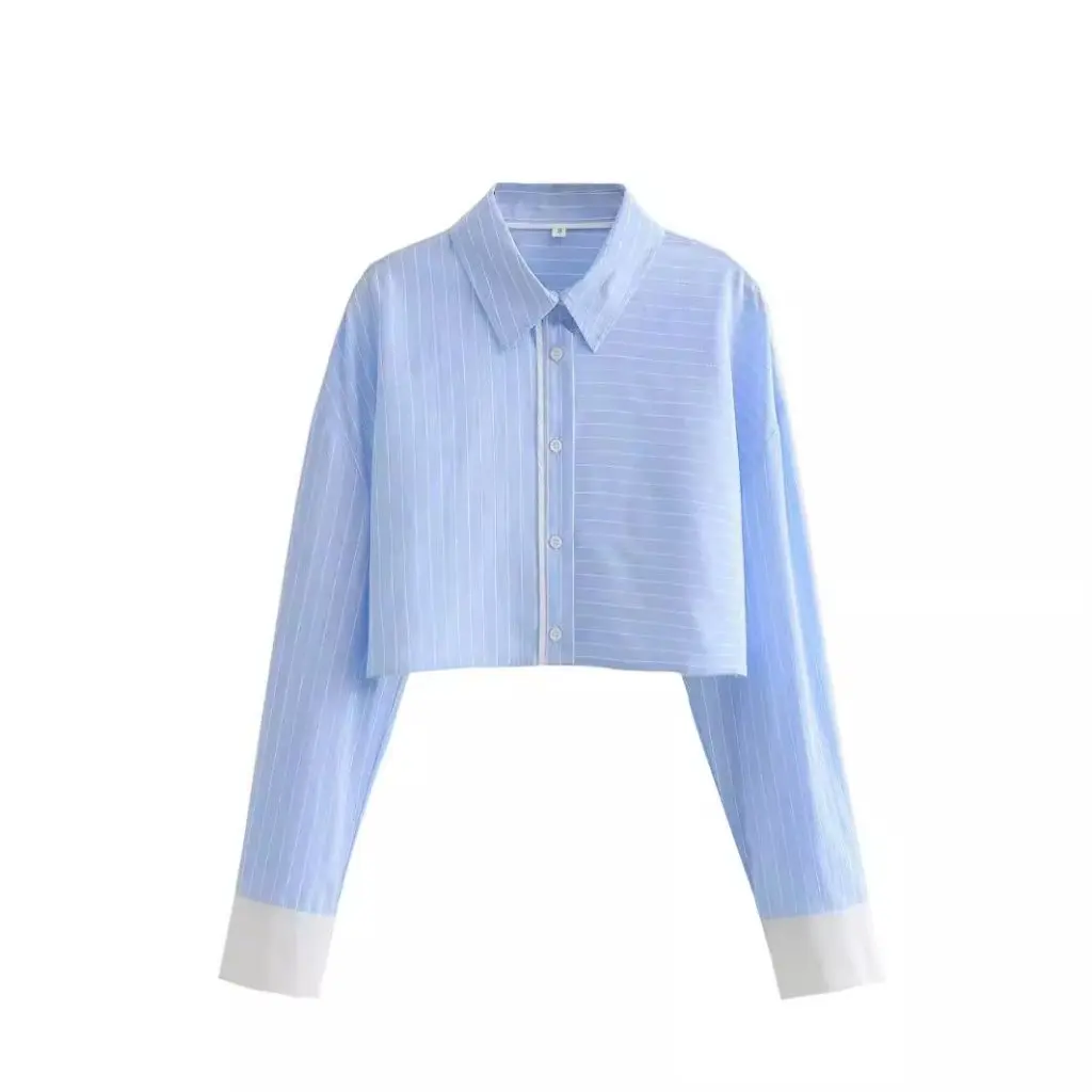 

Летний женский модный костюм-двойка в контрастную полоску, короткая рубашка и шорты, комплект в европейском и американском стиле A19697