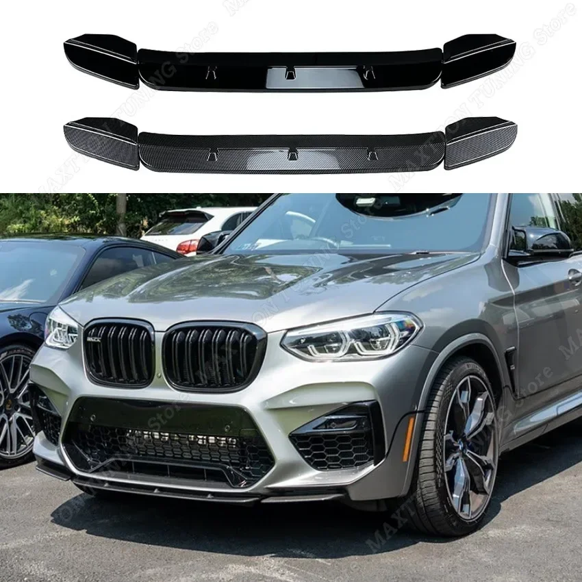 For BMW X3M X4M F97 F98 Pre-Lci 2019-2021 Front Bumper Lip Front Shovel Body Kit Spoiler Canard Splitter Diffuser Gloss Black