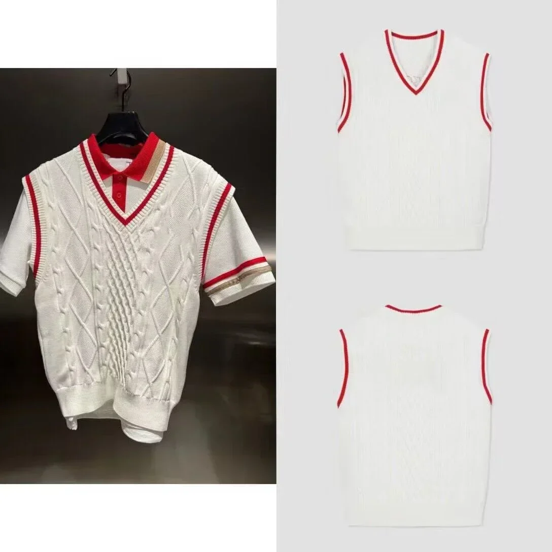 

2024 Spring Summer New Korean Golf Clothing Men Fashion Versatile Golf Vest Man V-neck Knitted Tank Top