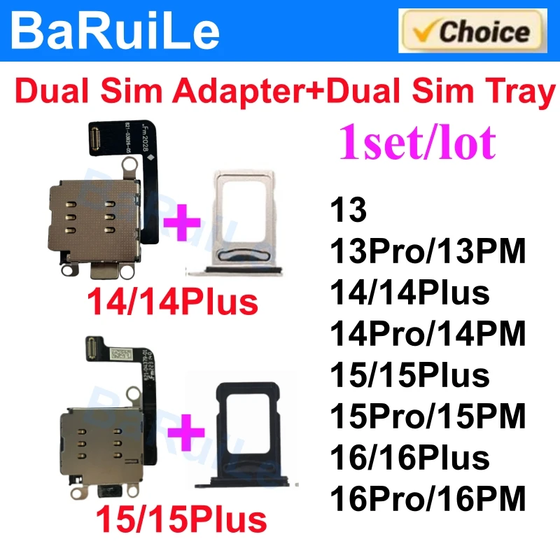 1set Dual Sim Card Reader Flex Cable for iPhone 13 14 Pro Max 15