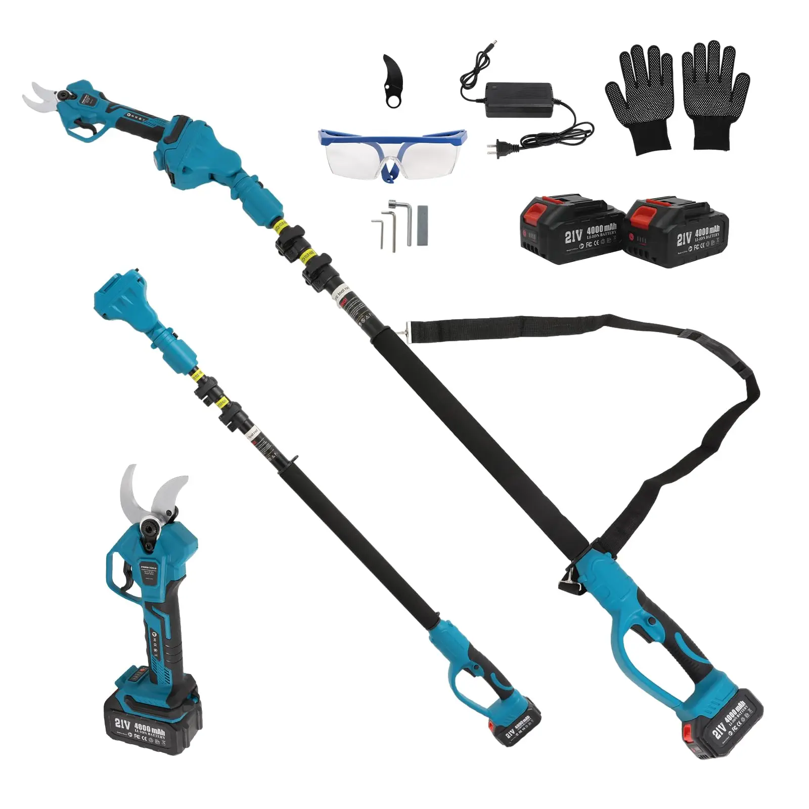 2-in-1 Cordless Electric Pruner, Adjustable Branch Cutter for Garden Trimming, 800W Brushless Motor, 1.6