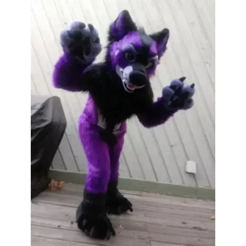 Purple Grey Husky Fox Dog Mascot Costumes Fursuit Dress Full Body Props Outfit Halloween Christmas