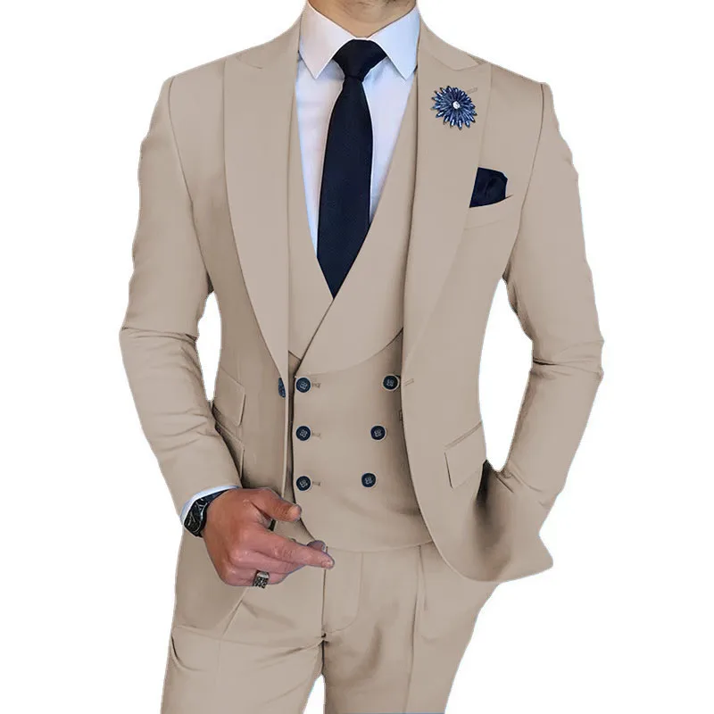 Classic Men Suit Set Wedding Party Groomsman Tailor-made Slim Fit Blazer Vest Pants 3 Pieces Formal Banquet High Quality Outfits