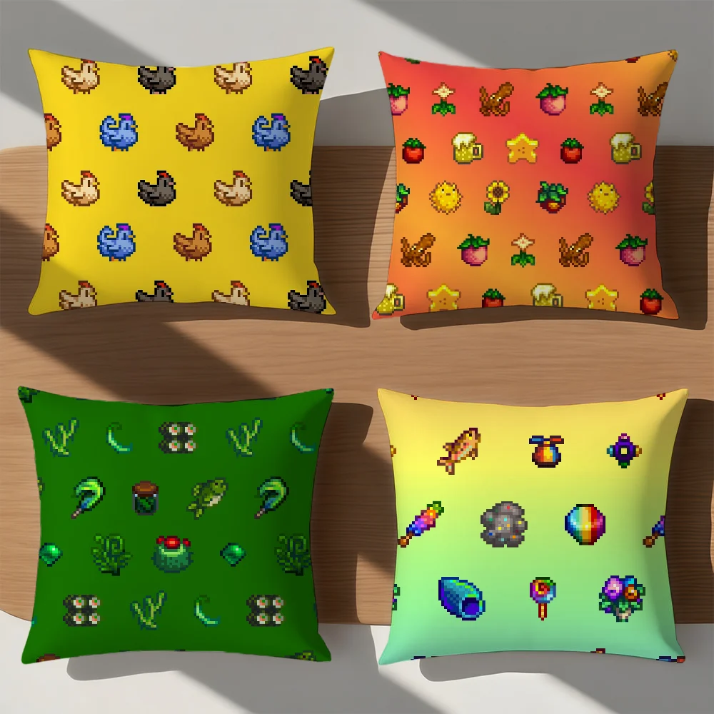 غطاء وسادة كلاسيكي Game Pixel S-Stardew Valley غطاء وسادة ناعم لأريكة غرفة المعيشة ديكور المنزل والمكتب أغطية حماية