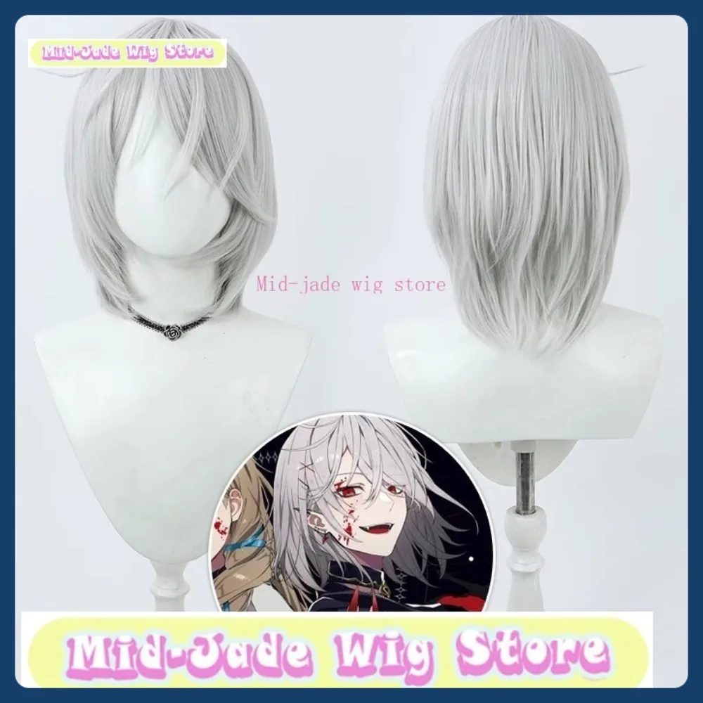 منتصف اليشم شعر مستعار NIJISANJI Kuzuha الدموي رائع شعر مستعار تأثيري أنيمي لعبة لعب الأدوار الشعر الاصطناعية هالوين ملابس تنكرية للحفلات الدعائم