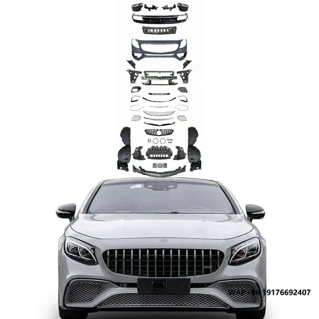 

New Body Kits for 15-18 Benz S Class Coupe C217 Upgrade S65 A-MG Front Car Bumpers Assembly With Grille Rear Diffuser With Tips