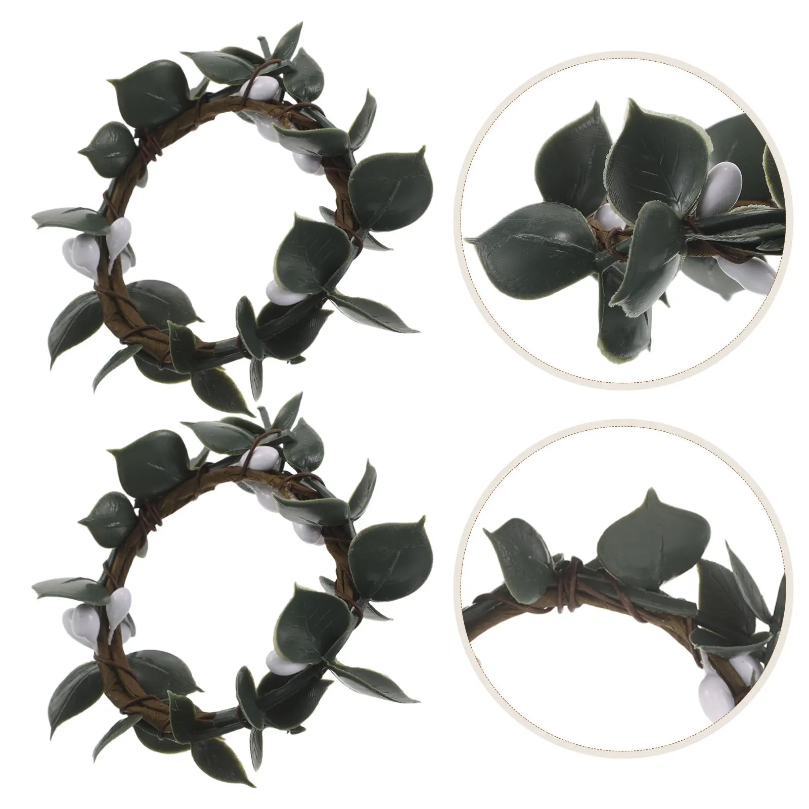 12Pcs Faux Leaf Napkin Rings Greenery Napkin Holder Rustic Farmhouse Table Decor Wedding Banquet Party Table Accents