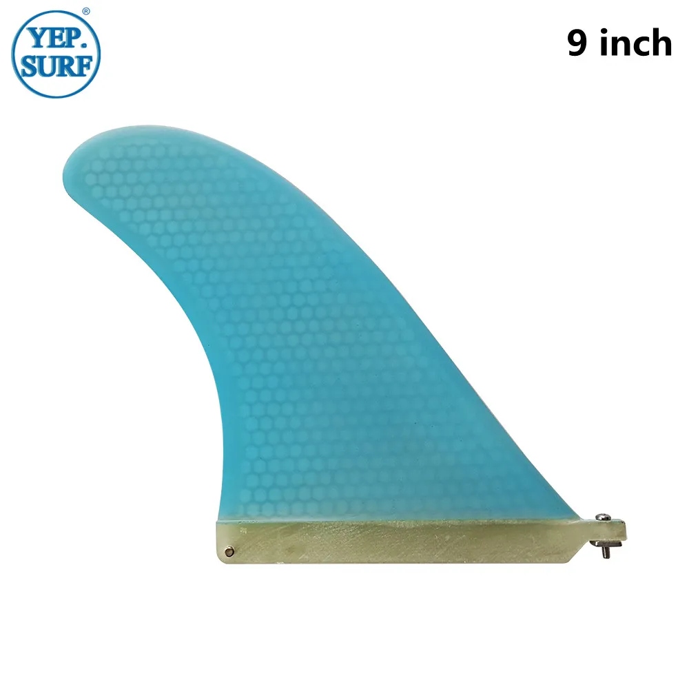 

YEPSURF New Arrival Single Fin 9" Longboard Surf Fin Blue color Fin Surfboard Fin Fiberglass Honeycomb Single Fin