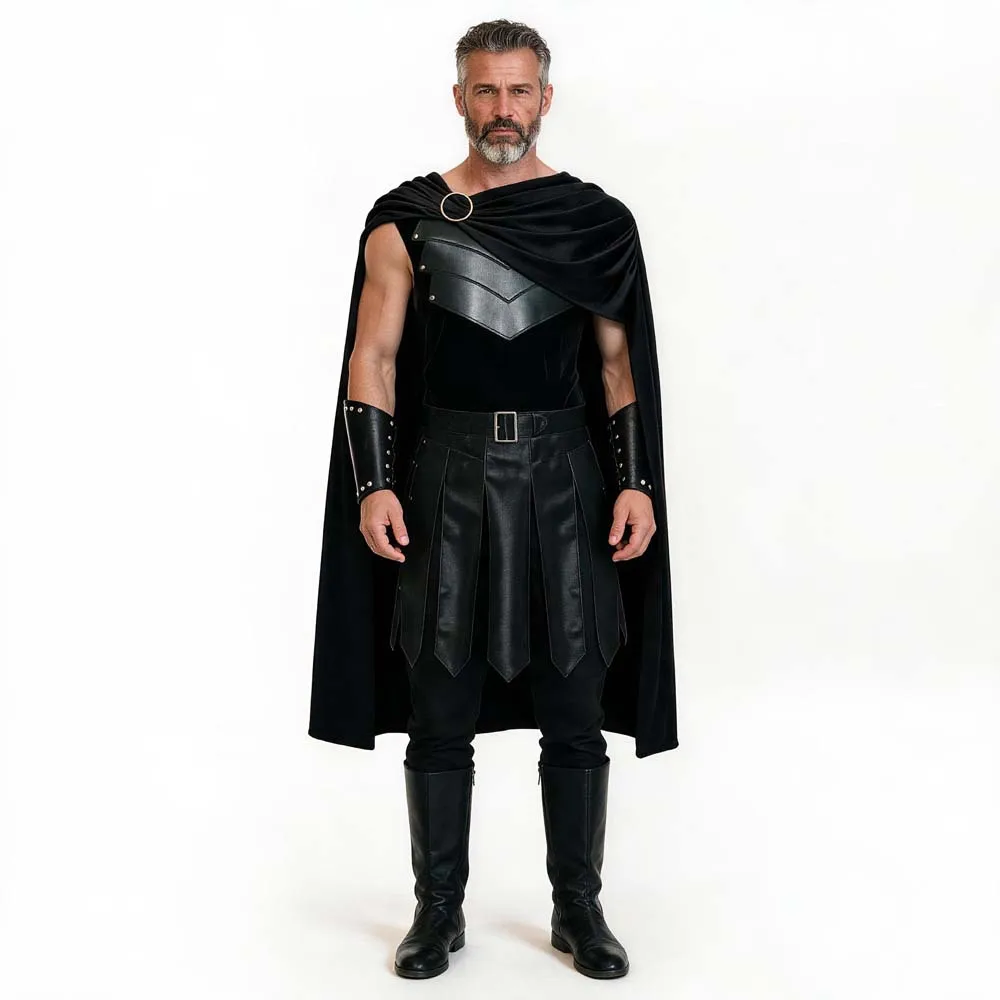 Agamemnon Movie Cosplay Costume Odyssey Cape Top Skirt Arm Sleeve Men Halloween Carnival Cosplay Odyssey Clothes