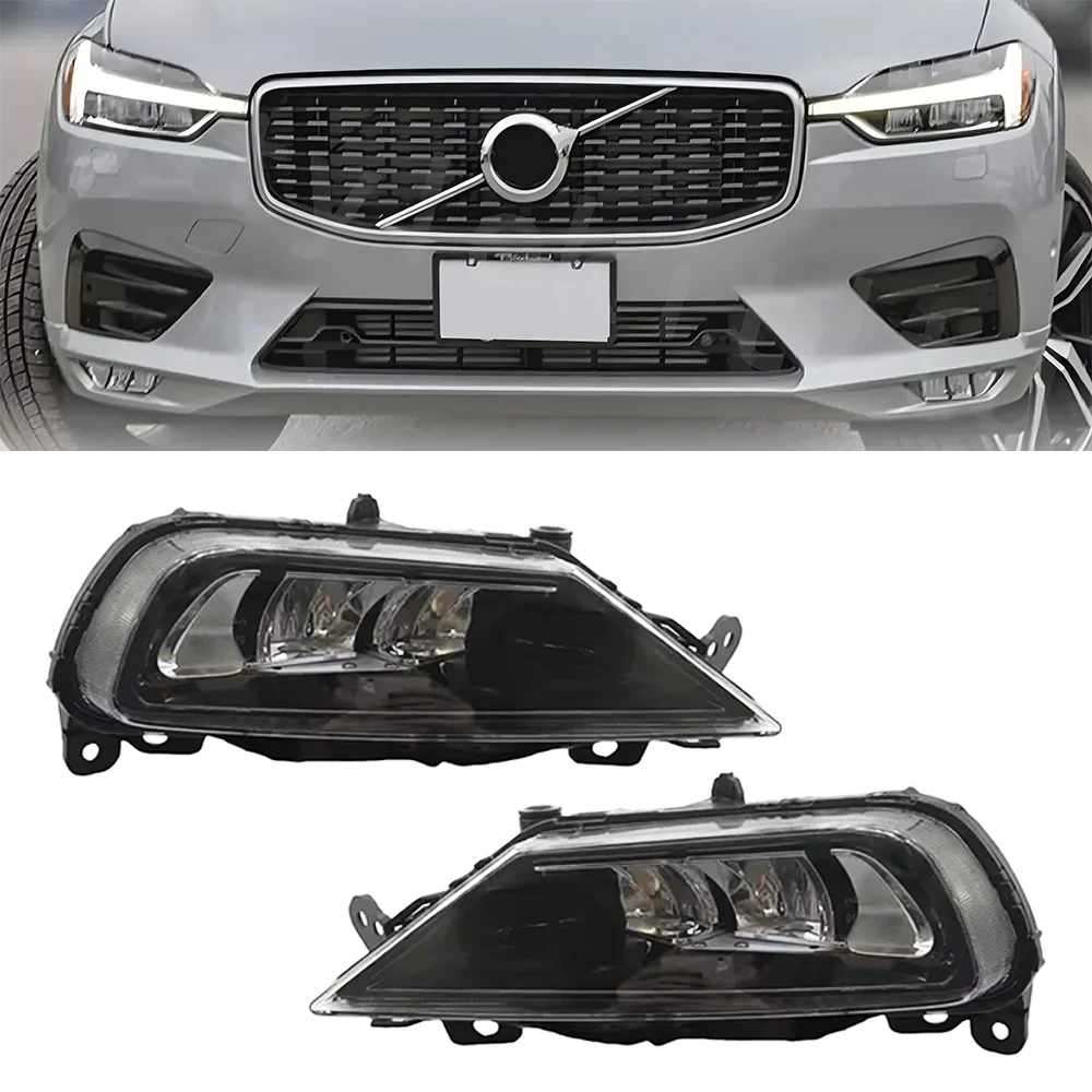 

Pair Left&Right Daytime Running Light LED For Volvo XC60 XC90 S90 V90 2016 2017 2018 2019 2020 2021 Front Bumper Anti Fog Light