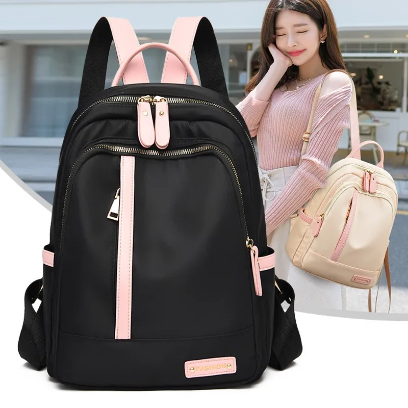 Mochila de gran capacidad de color contrastante para mujer, mochilas escolares para adolescentes, mochila de viaje Oxford impermeable, mochila para niñas