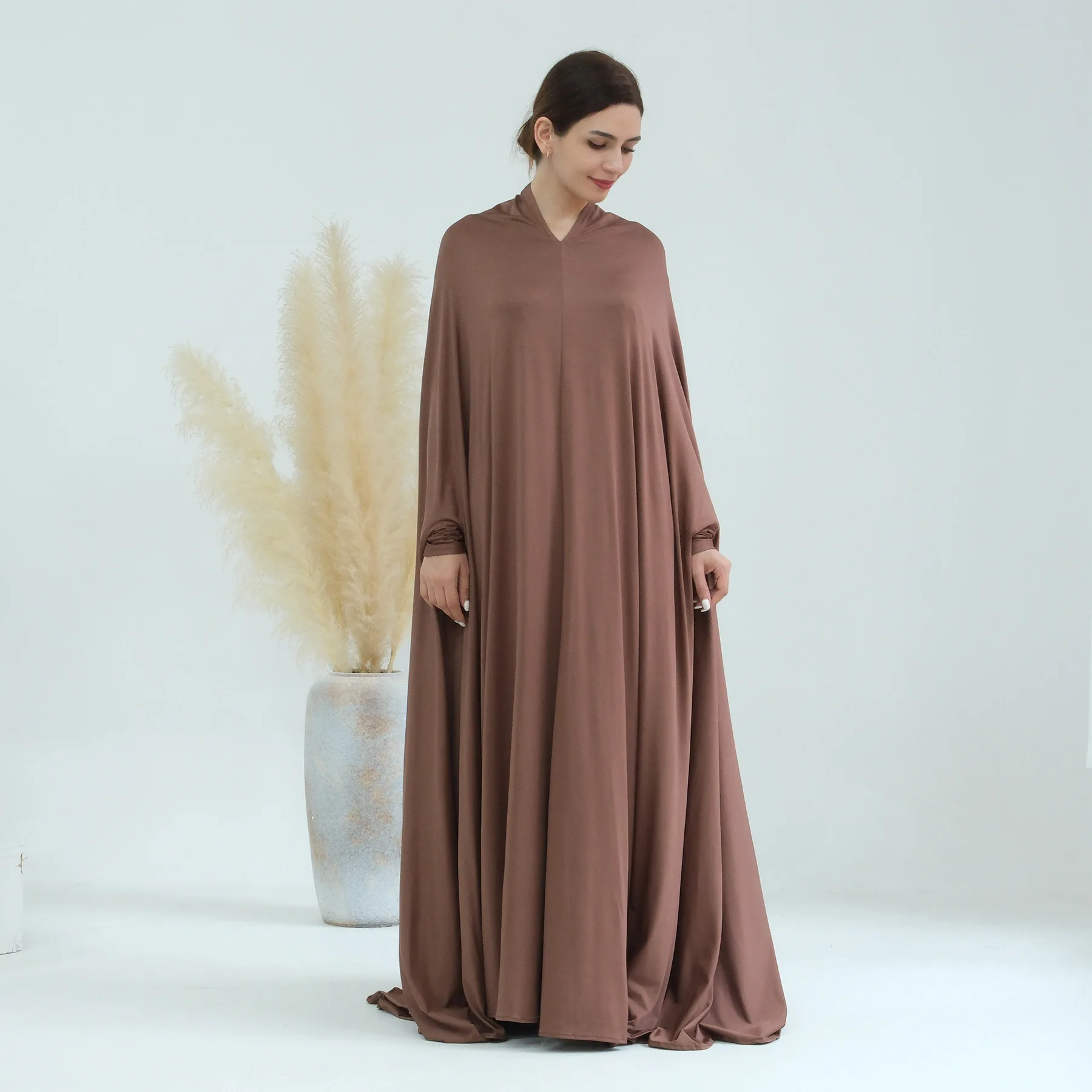 Eid Djellaba Ramadan Hooded Abaya Prayer Garment Women Muslim Overhead Modest Dress Arabic Robe Islam Clothing Kaftan Jalabiya