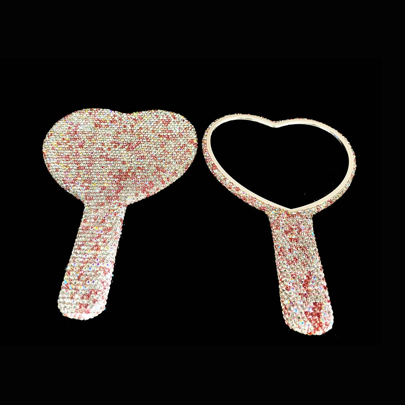 Stylish Rhinestone Hand Mirror Portable Mirror Clear Reflection Safe for Home and Travel Use Female Supply