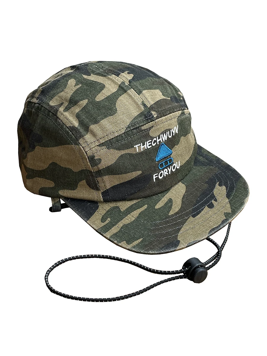 

American Sle Spring Summer Camouflage Baseball Cap ex Outdoor Wide Brim Hat Windproof Rope Casual Cotton Cap for Couples