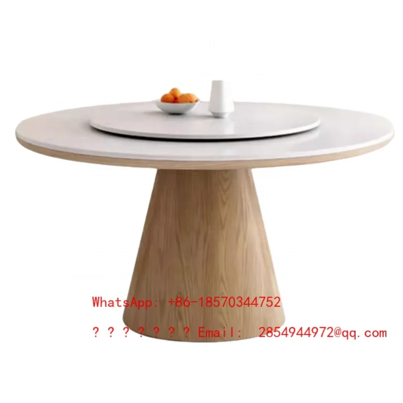Modern European Home Round Dining Table with Turntable Rock Plate Dining Table. Multiple Sizes Available