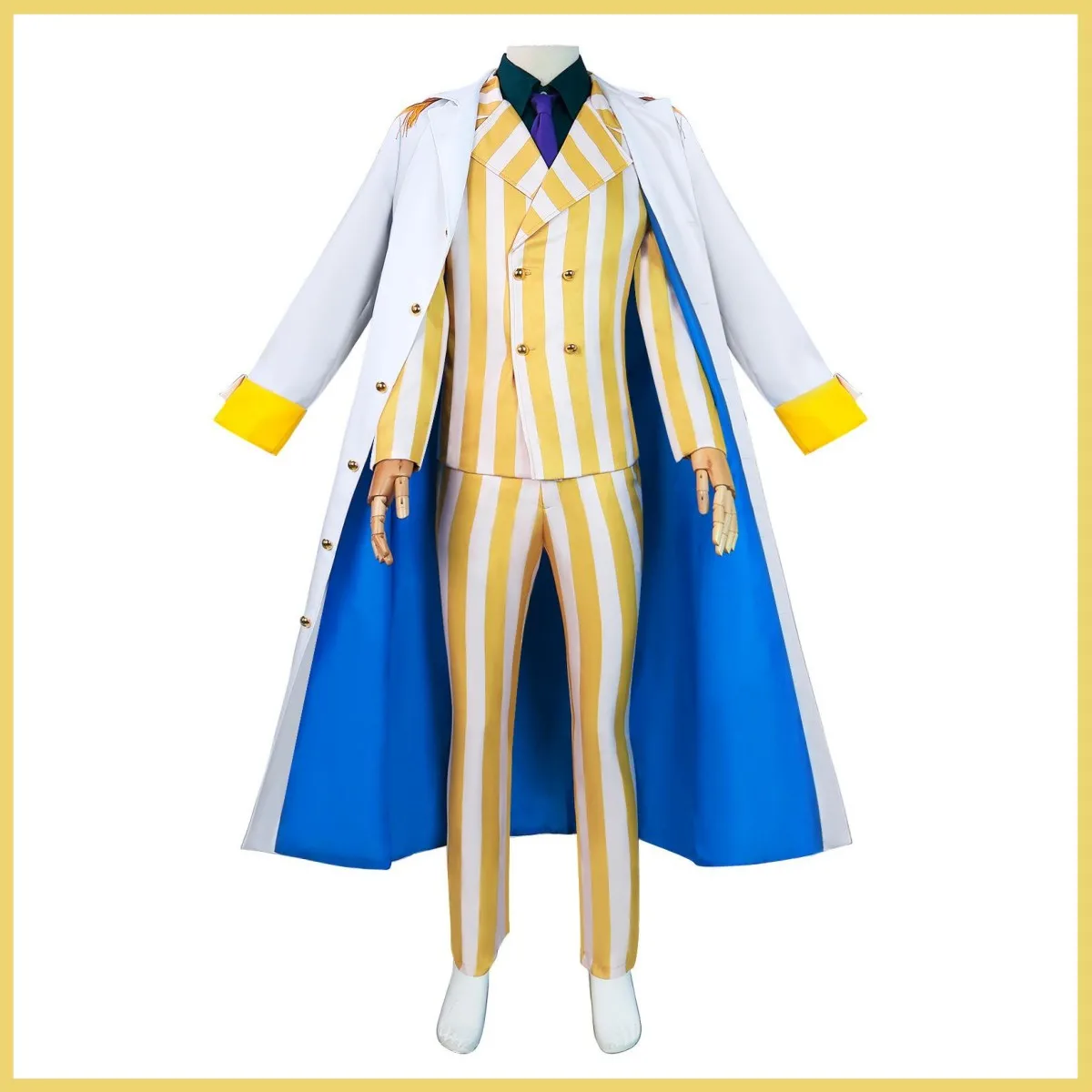 Anime Borsalino Cosplay Kizaru Kostüm Admiral Uniform Gelb Streifen Anzug Mann Karneval Halloween Karneval Set