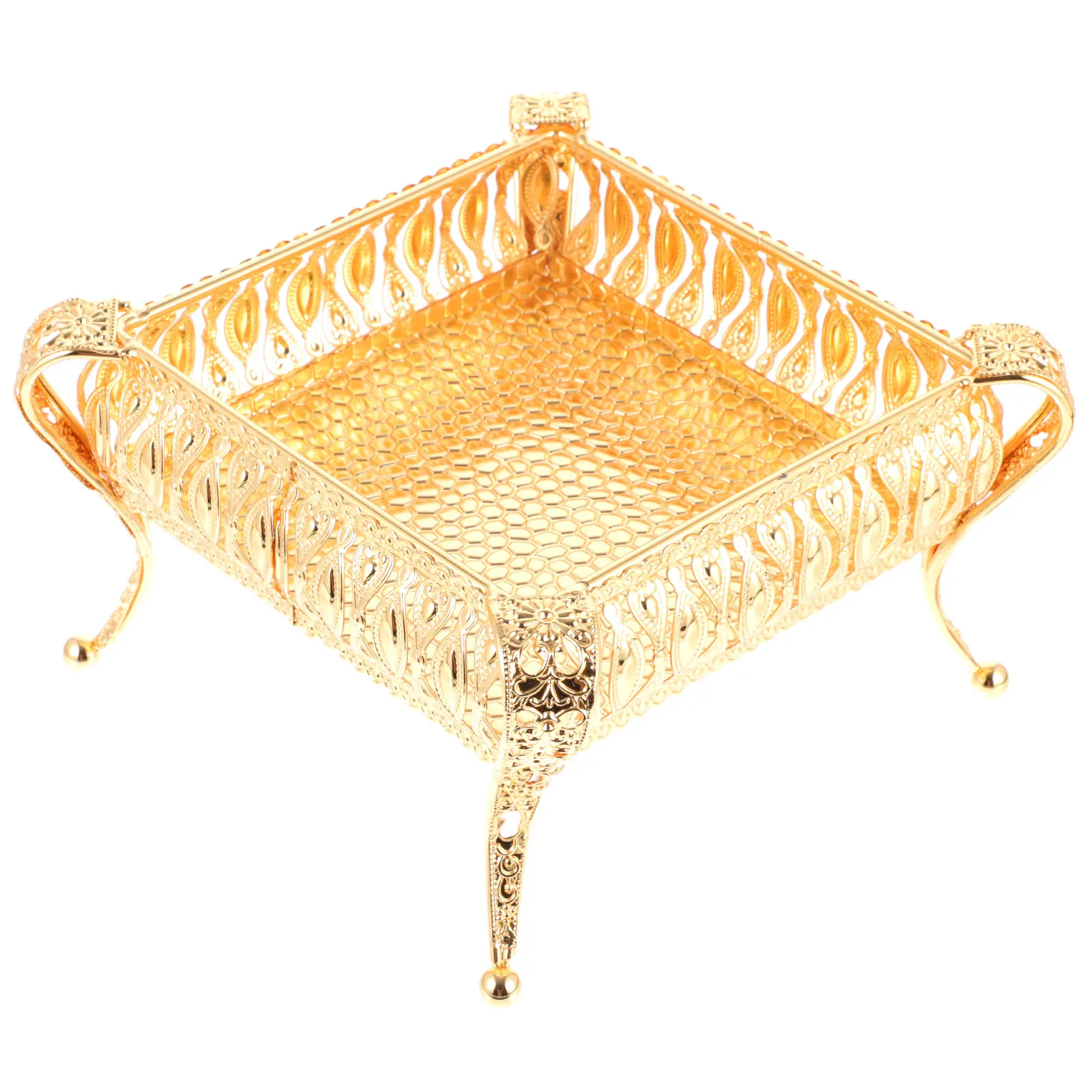 

Metal Fruit Plate Snack Tray Gilded Iron Bowl Luxury Gold Coated corrosion resistant perfect for coffee shops kitchens