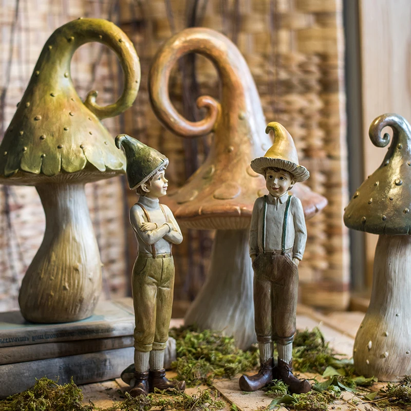 

Forest Elf Mushroom Boy Resin Decoration Fairy Garden Miniature Figurines Craft Home Decoration Accessories for Living Room