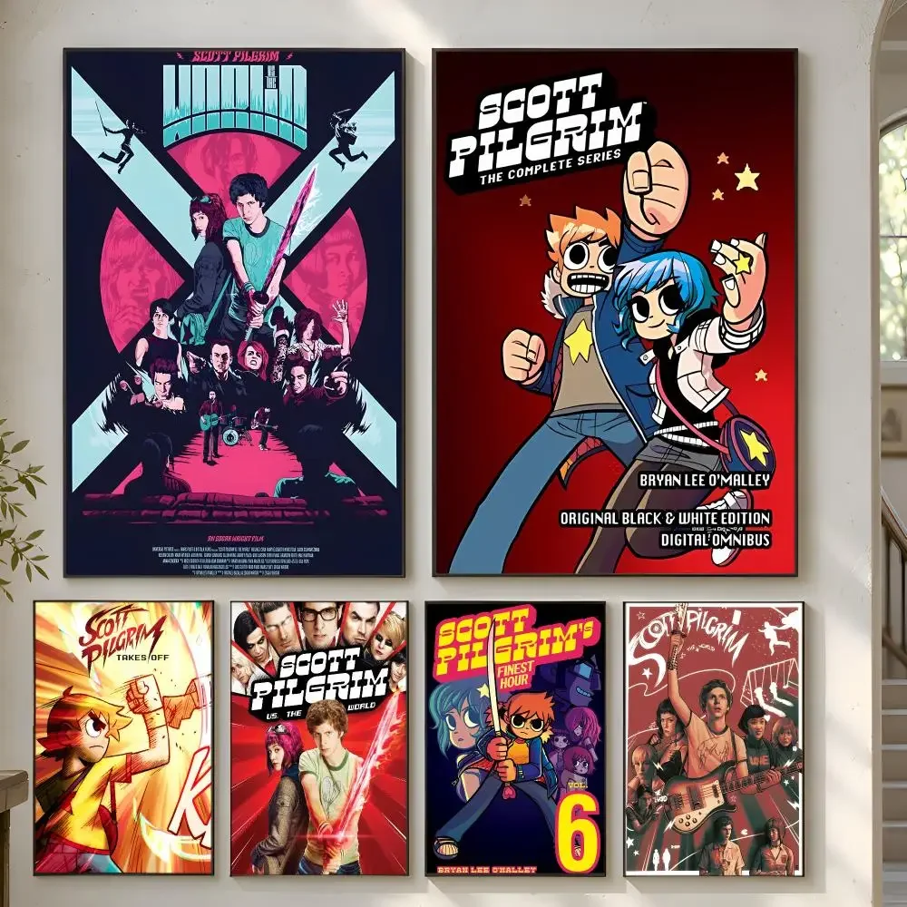 S-Scott Pilgrim VS The World Energetic Poster Premium Modern Waterproof Wall Art Pictures for Bedroom Living Room Bar Decor
