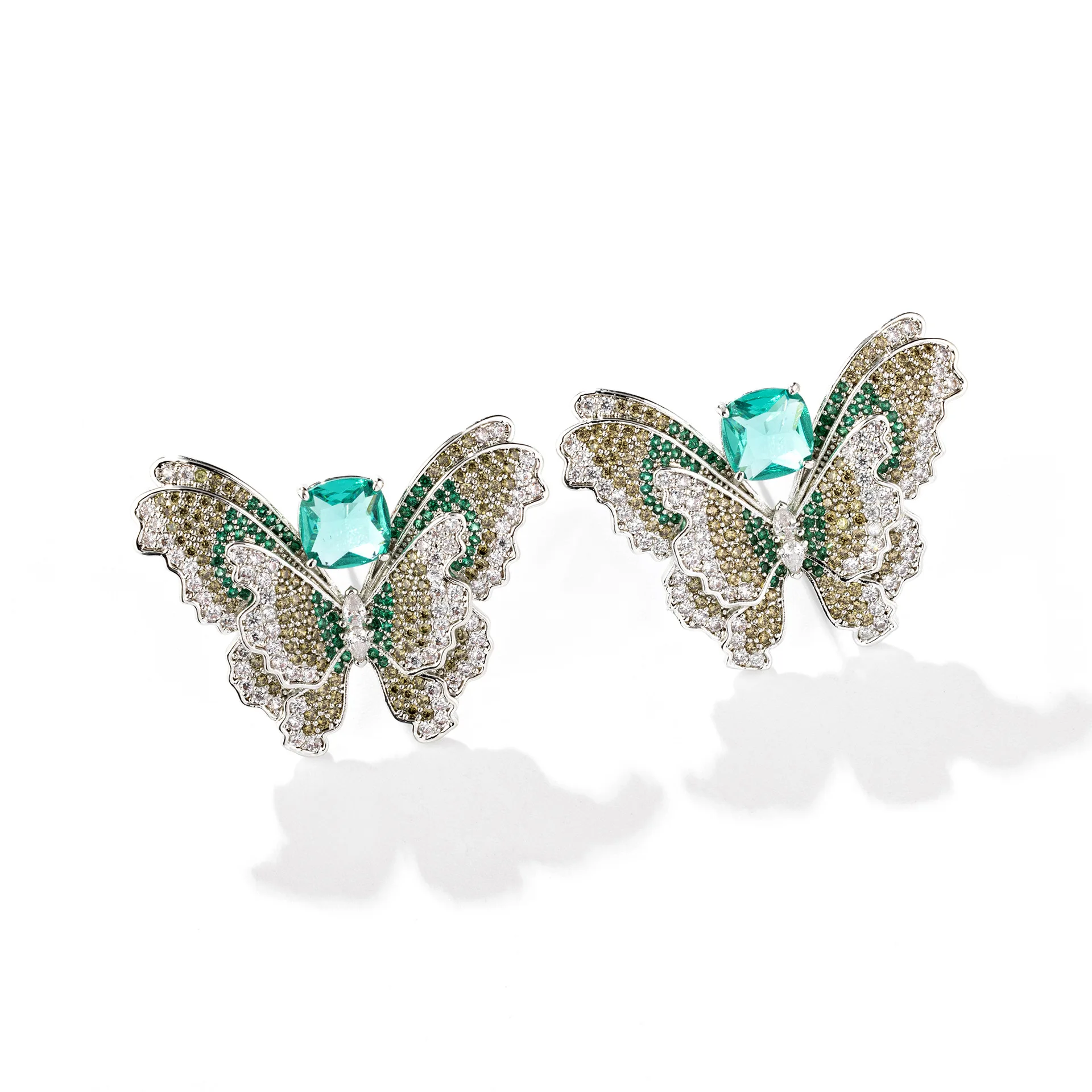 Luxury Personalized Colorful Zircon Butterfly Earrings, 3D Stereo Earring Fashion Exquisite Trendy Jewelry Gifts for Women