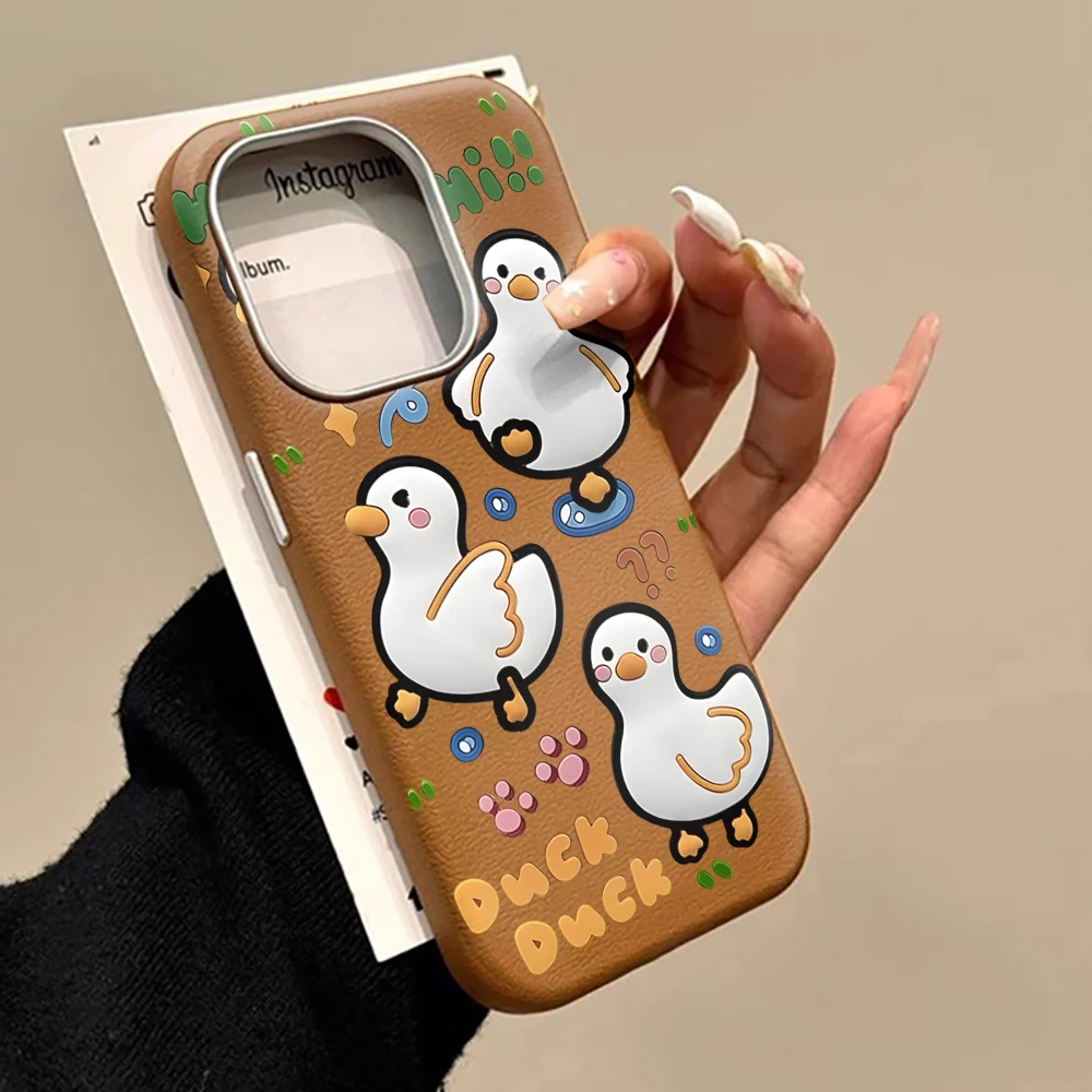 Niedliche Enten-Schutzhülle für iPhone 16 17 Pro Max Hüllen iPhone 17 11 12 13 ProMax 14 15 16 Plus 8 XS XR Stoßfeste Lederhülle – Detail 15