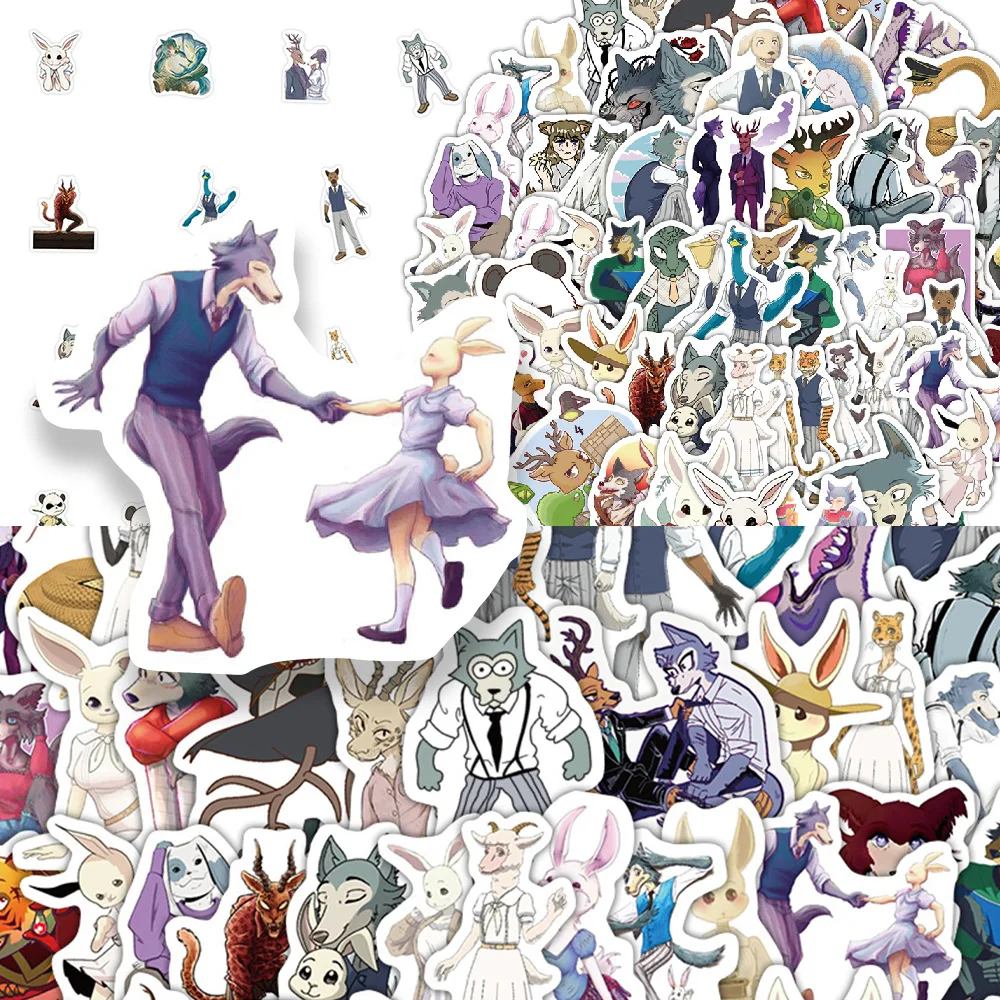 60 pièces dessin animé BEASTARS Anime Graffiti autocollants bricolage autocollants imperméables décoratif étui de téléphone portable cahier jouets pour enfants cadeaux