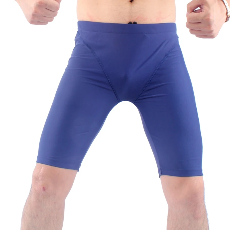 2024 Summer Lycra Swimming Jammer Pant Drawstring Men Long Swim Trunks Male Beach Short Knee Length Swimsuit Man Plus Size