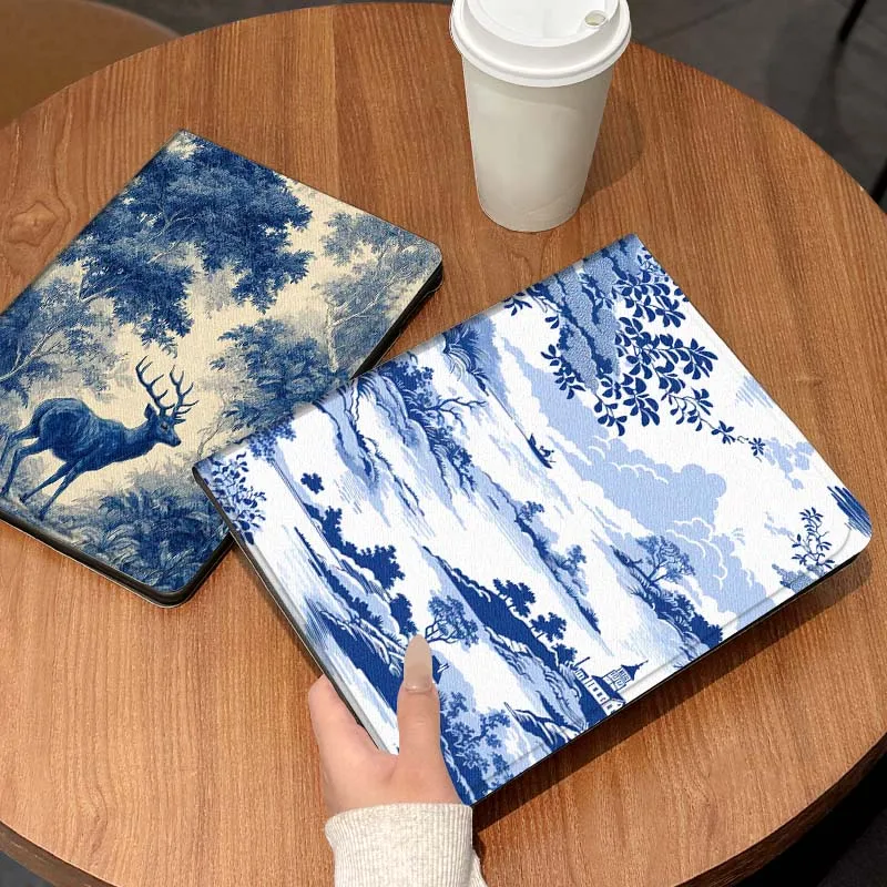 

Blue China Landscape Pattern Gift Tablet Case For Lenovo Xiaoxin Legion Pad Tab Pro GT Y700 Gen4 2 11 P11 M10 K10 3rd Plus Gen