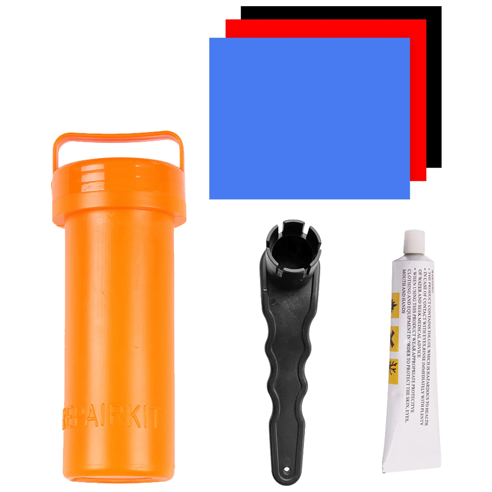 Inflatable Boat Repair Kit with PVC Patches Glue Wrench and Storage Bucket Paddle Board Accessories for Inflatable Kayak Boat