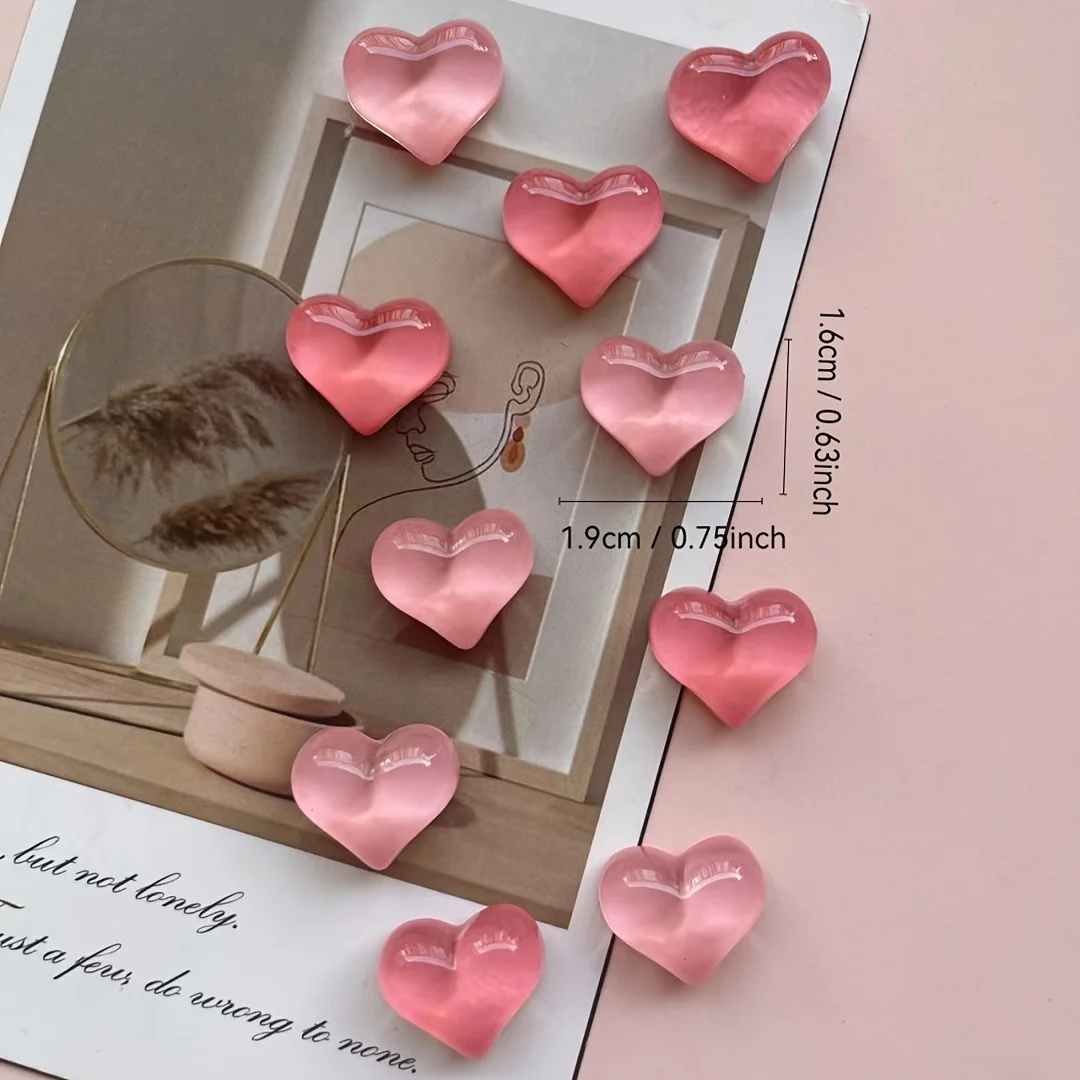 10pcs Multifunctional Heart-shaped Resin Refrigerator Magnets Kitchen And Office Whiteboard Decoration Magnets Creative Home Dec