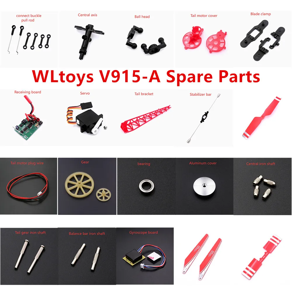 WLtoys V915-A RC Helicopter Spare Parts Receiving board Servo Gear Blade clamp Stabilizer bar Pull rod iron shaft Ball head