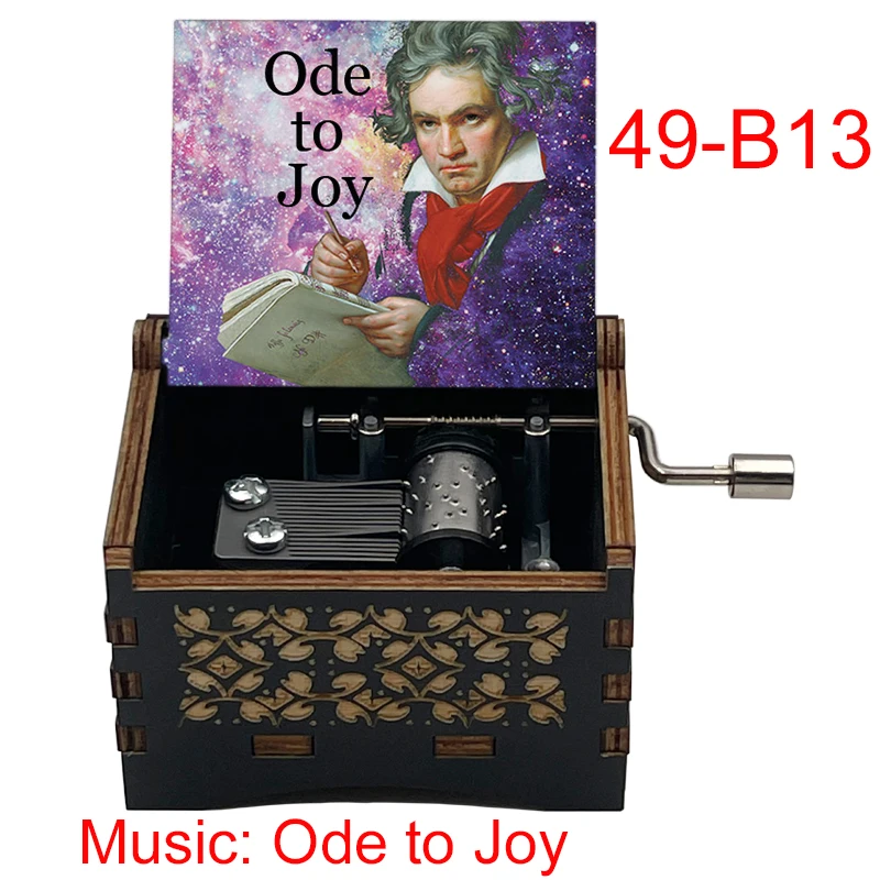 Ode an Die Freude Wooden Music Box Ode to Joy 18-Tone Movement Home Ornament Family Party Birthday Gift
