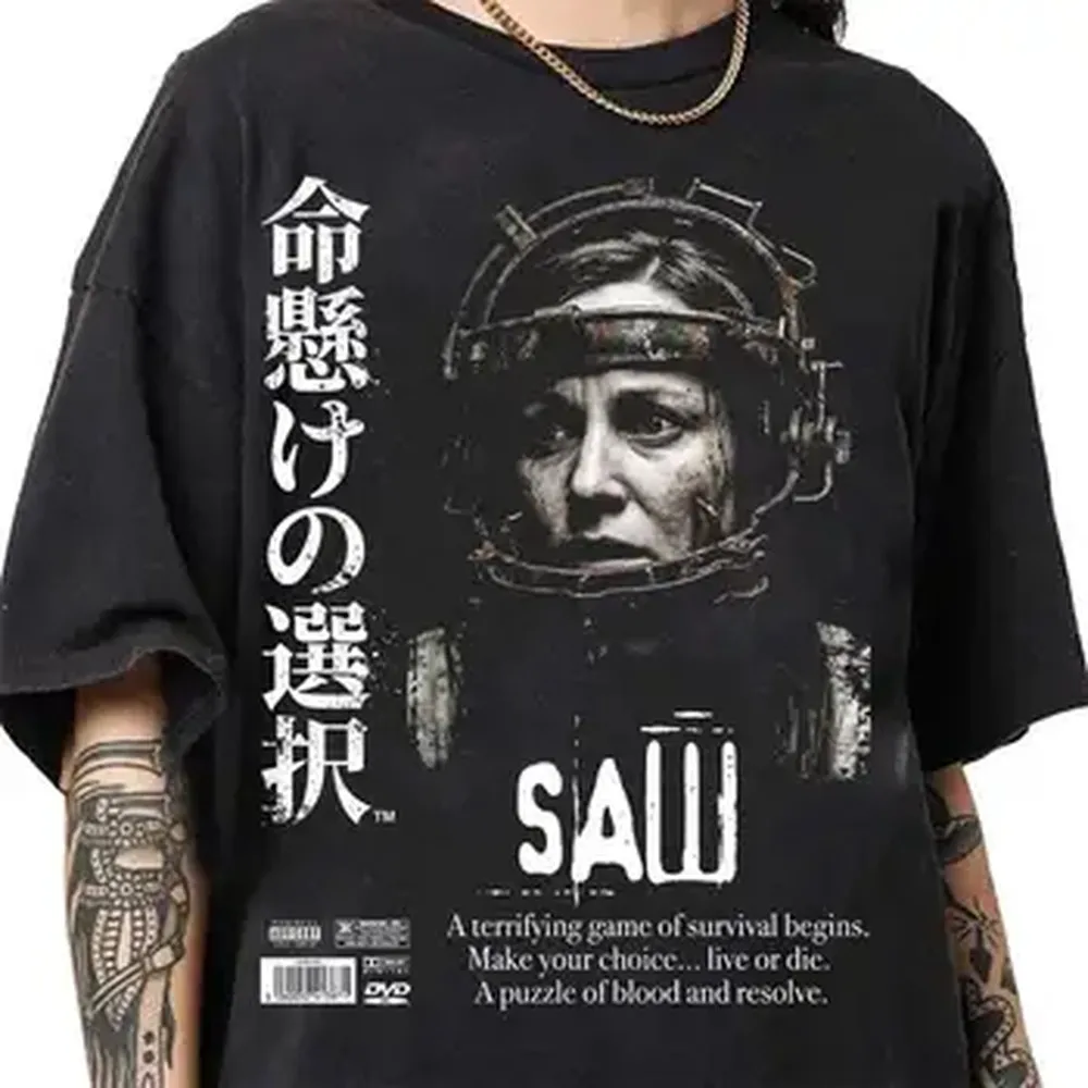 Movie Saw Horror Head Torture T-shirt For Men Women 100% Cotton T Shirts Short Sleeve Tops SAW1