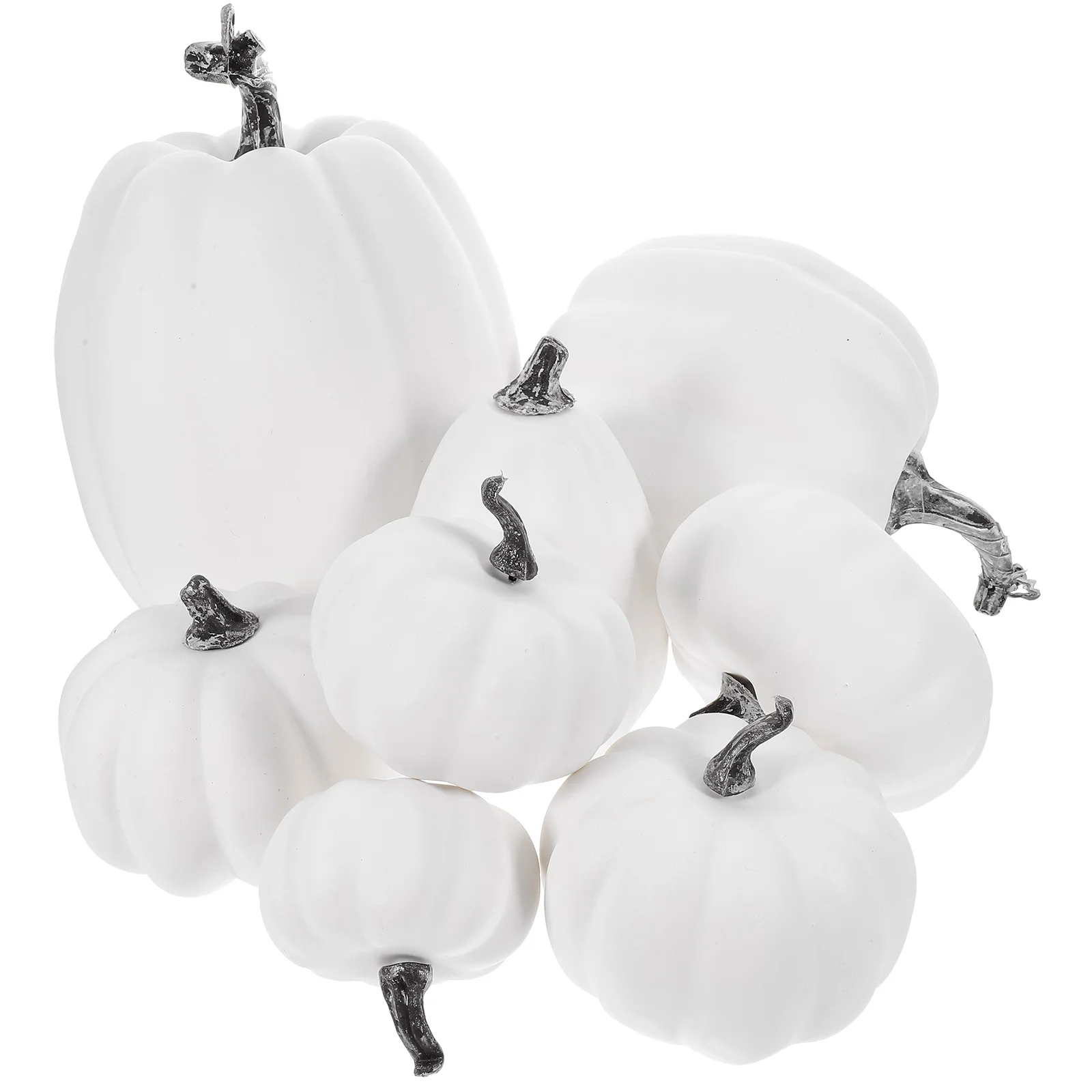 

8 Pcs White Pumpkin Decoration Props Smooth Surface Blank Pumpkins Artificial Foam Halloween Thanksgiving Fall Home Decor