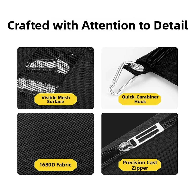 1680D Oxford Mesh Tool Bag Heavy Duty Waist Hook Transparent Window Large Storage Pouch For Power Tool Accessories Hardware Tool