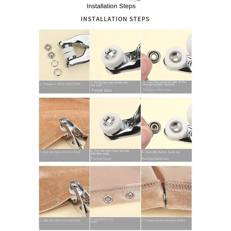 DTA4-200 Sets Metal Snap Fasteners Kit With 9.5Mm Snap Fasteners Kit For Clothing Sewing