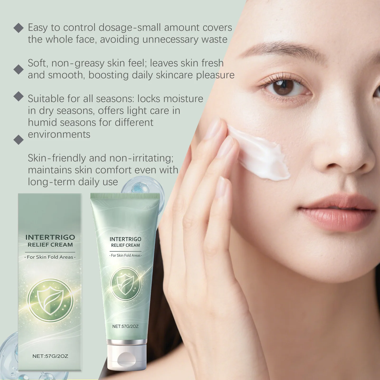 Skin Abrasion Cream Anti Chafe Friction Reduct Non-Greasy Redness Relief for Skin Fold Light Breathable Body Moisturizing Lotion