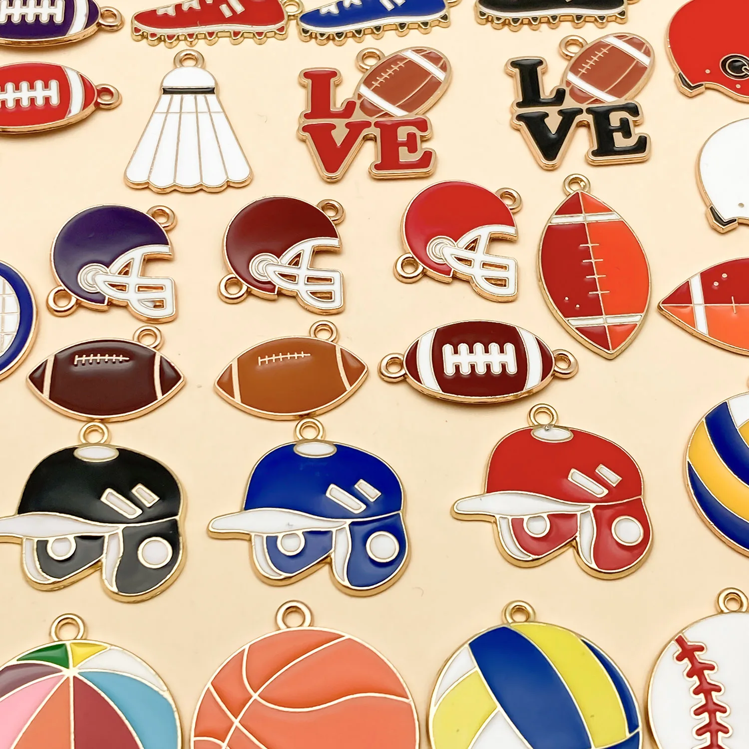 10/32/42pcs Sports Enamel Charms Assorted Sport Theme Pendants Bulk For Earrings Necklace Fitness Hobby DIY Jewelry Accessories