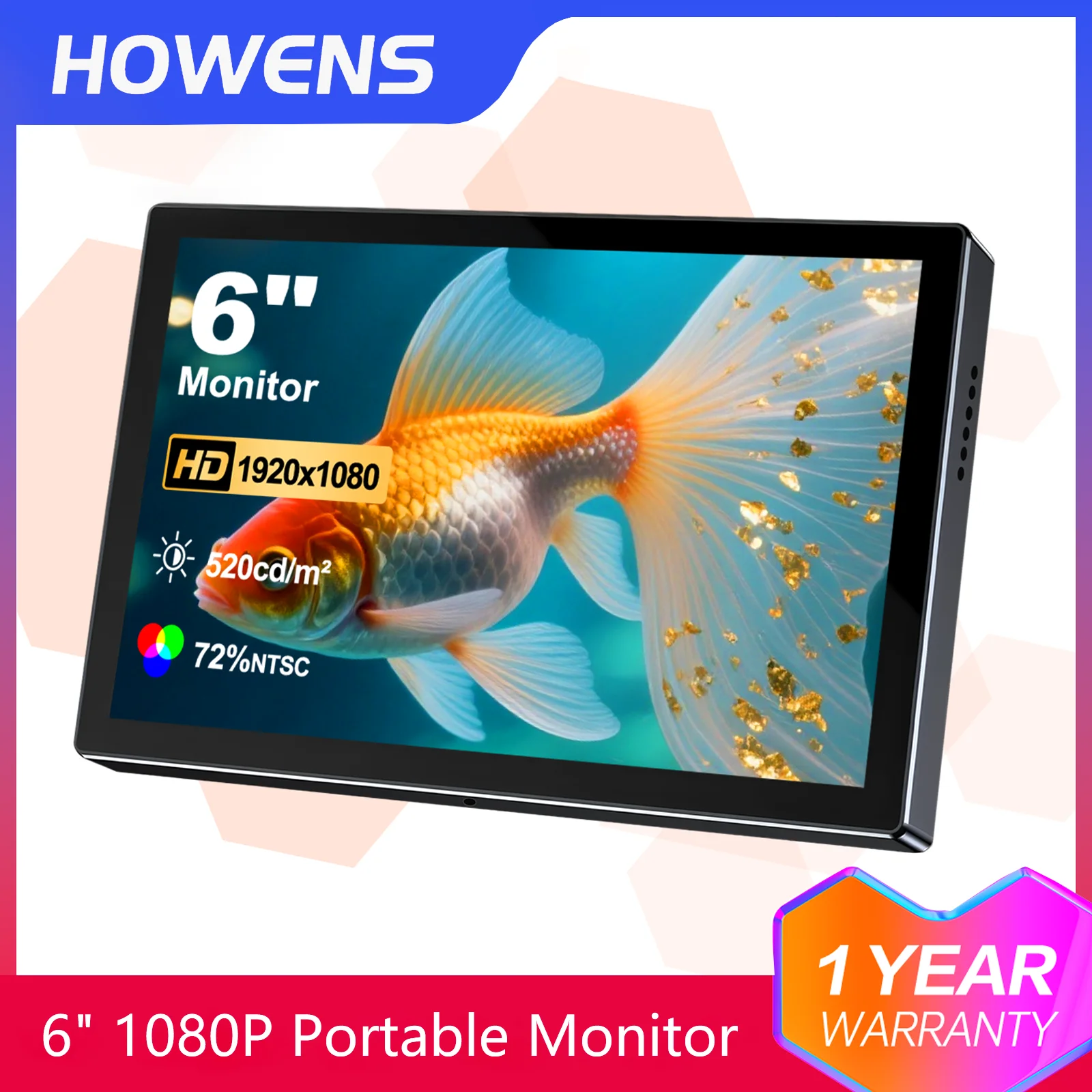 6 Inch Portable Display 1920x1080 520cd/m2 Dual Speakers HDMI Type-C Port IPS Panel For Mobile Phone Laptop Xbox Switch PS345 PC