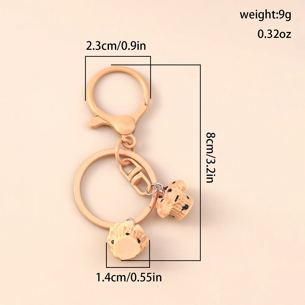 Niedlicher Schlüsselanhänger in Form eines Brotbrotes, Croissant- oder Butterbrot-Designs, für Damen und Herren, als Anhänger für Handtaschen, zum Selbergestalten von Schmuck und zur Dekoration. – Detail 1