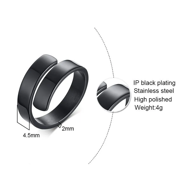 Vnox Free Customize Engraving Name Rings for Women Stainless Steel Adjustable Female Personalized Gift Jewelry