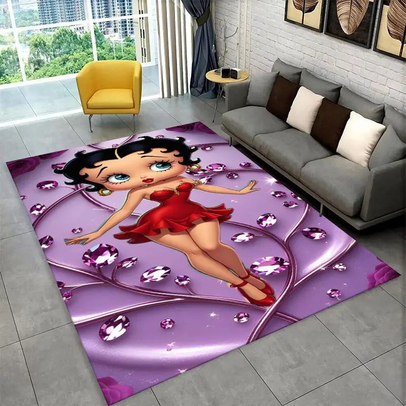 Cute B-Betty Girl B-Boop Cartoon Living Room Non-Slip Area Rug Soft Carpet for Bedroom  Playroom Sofa,Home Decor Doormat Gift