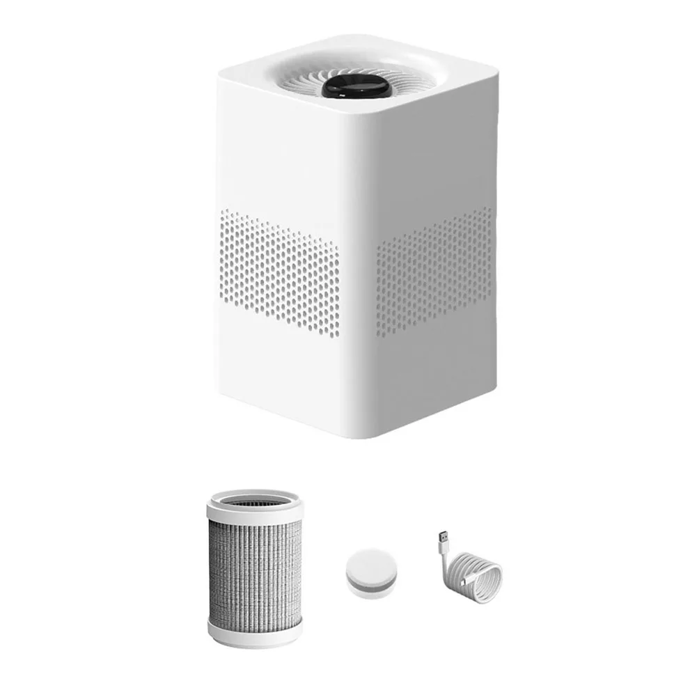 USB Air Purifier 12.2x19.5cm White ABS For True HEPA Filter For Large Room Pet Smoke Dust Removal Formaldehyde Cleaner