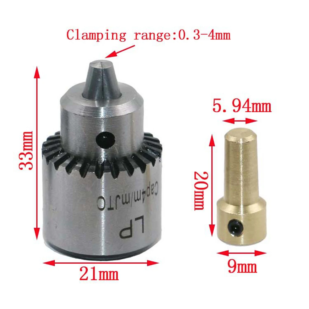 JT0 Motor Drill Chuck Micro Motor Drill Chuck JT0 with Key 0.3-4mm Adapter Rod Electric Motor Shaft 3.17mm Mandrino Shaft Sleeve