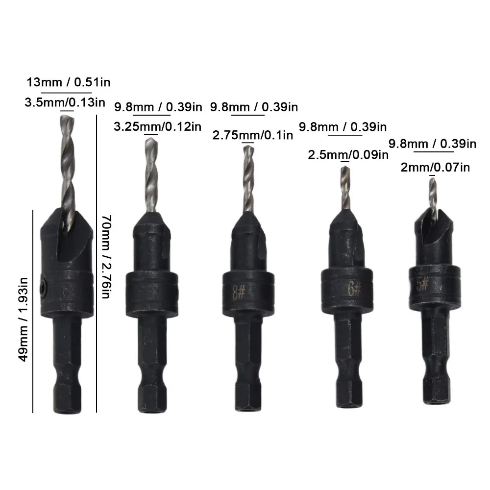 11pcs Depth Adjustable Countersink Drill Bit Set Quick Change Allen Wrench Included Pilot Drill Bit Set 1/4 Inch Hex Shank