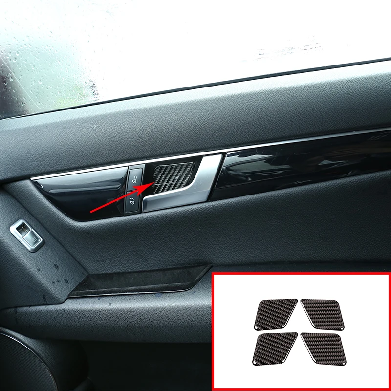 

4pcs Soft Carbon Fiber For Mercedes Benz C Class W204 C180 C200 C260 2007-2013 Accessories Car Interior Door Bowl Cover Stickers