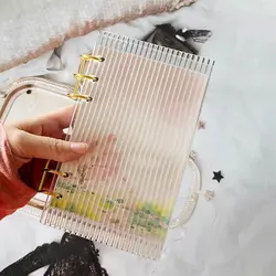 2Pcs/Set A6 Creative Transparent Acrylic Loose Leaf Binder Cover DIY Account Book Journal Planner Office Stationery Supplies