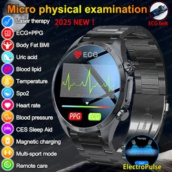 2026 New Pulse﻿ ECG+PPG Treatment Smart Watch Men Blood Lipid Uric Acid BP Body Fat Tired monitor Sports Health Call Smartwatch